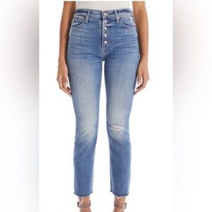 Mother Jeans Womens 25 Blue The Pixie Dazzler Ankle Fray Stretc Button Fly Denim